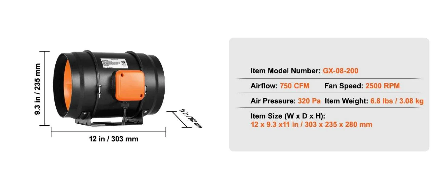 Inline Duct Fan with Temp & Humidity Control for Ventilation - Image 16