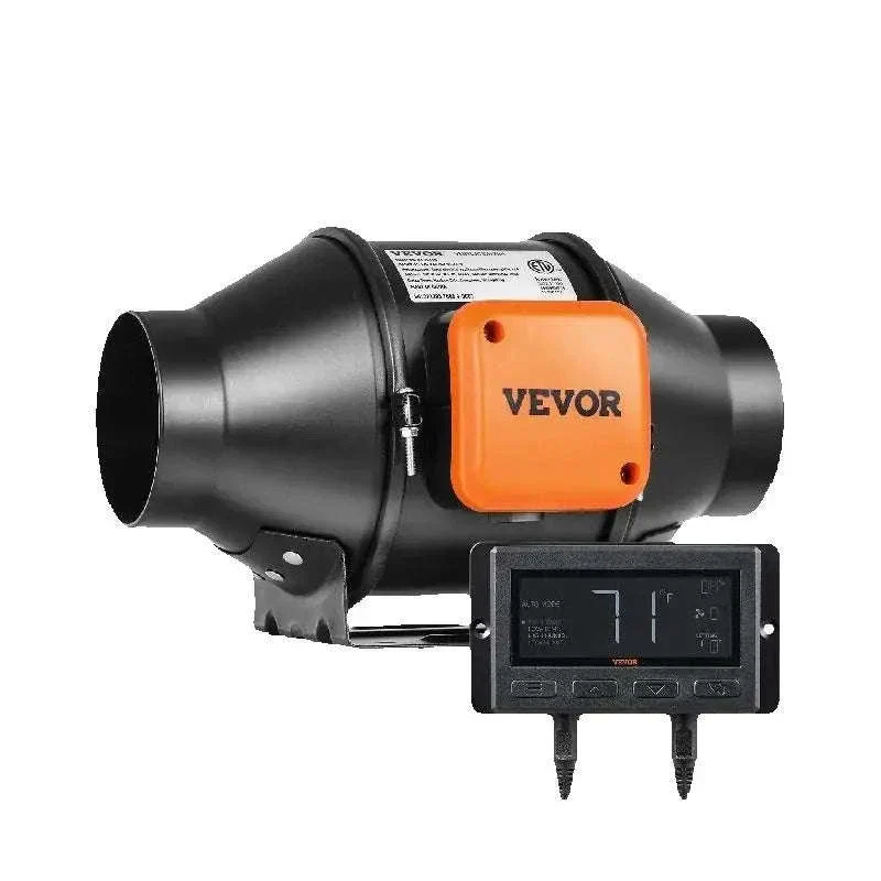 Inline Duct Fan with Temp & Humidity Controller Quiet EC Motor