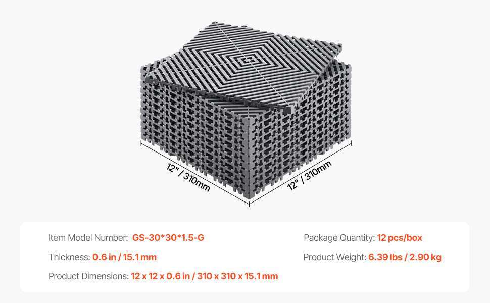 Interlocking Drainage Floor Tiles 12x12in Non-Slip Modular Mat Set - Image 14