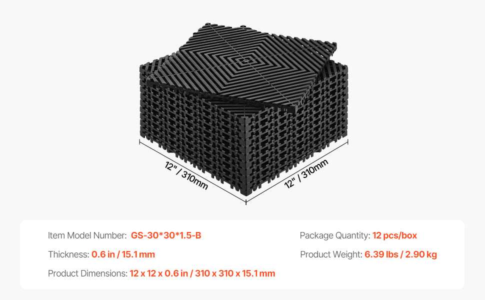 Interlocking Drainage Floor Mats 12x12in Non-Slip Modular Tiles - Image 13