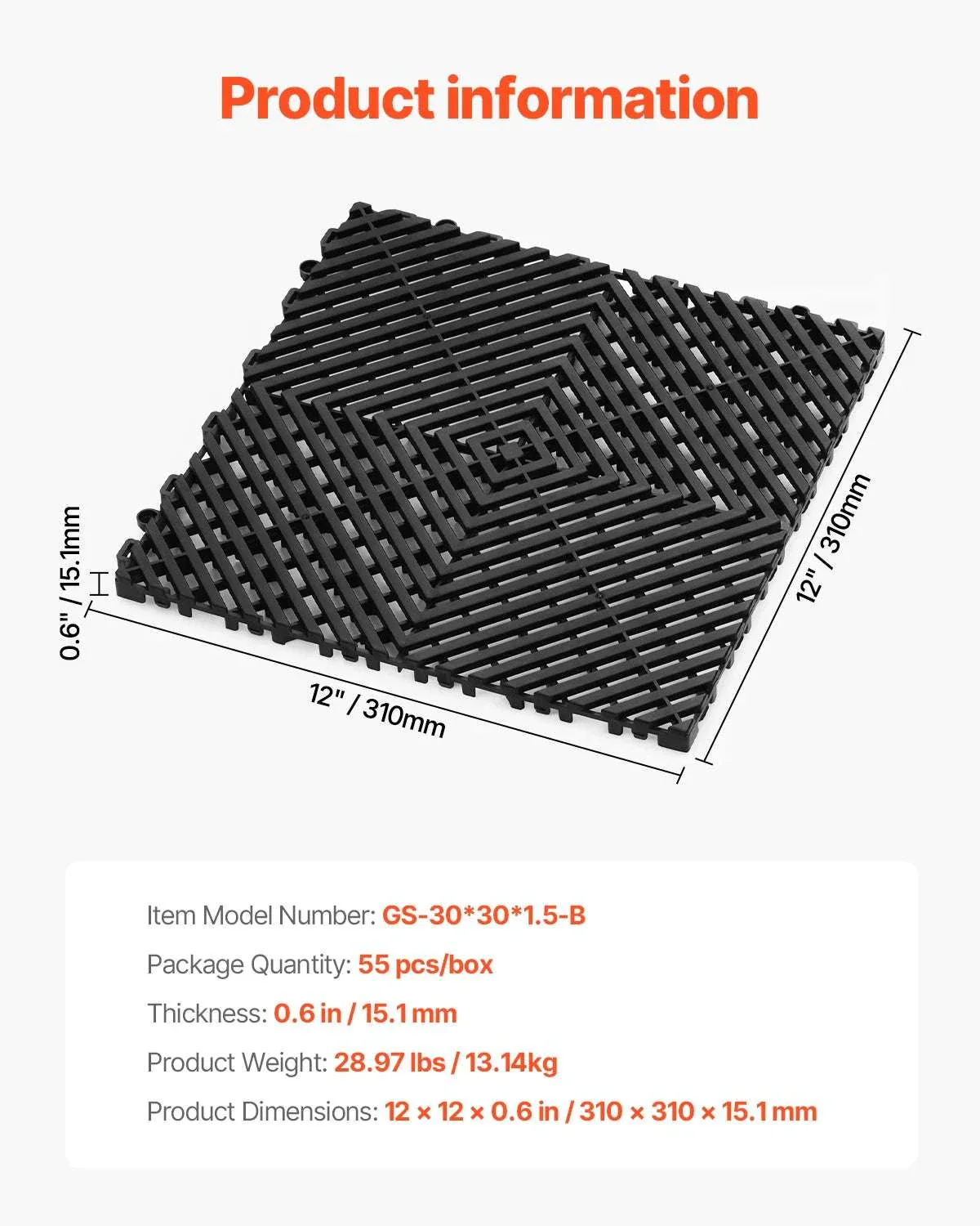 Interlocking Drainage Floor Mats 12x12in Non-Slip Modular Tiles - Image 29