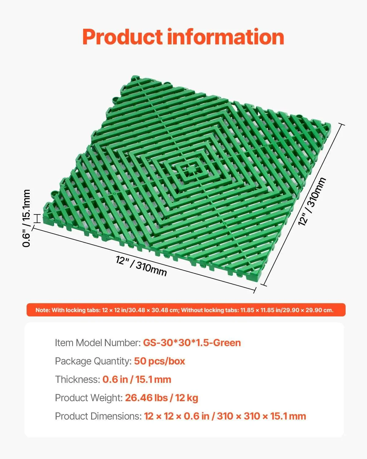 Interlocking Drainage Floor Mats 12x12in Non-Slip Modular Tiles - Image 32