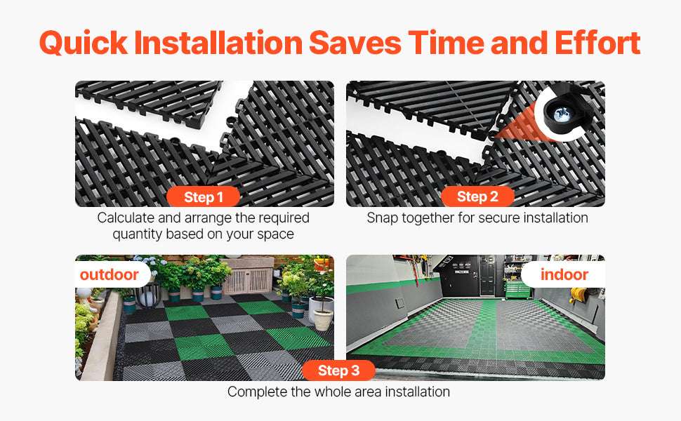Interlocking Drainage Floor Mats 12x12in Non-Slip Modular Tiles - Image 9
