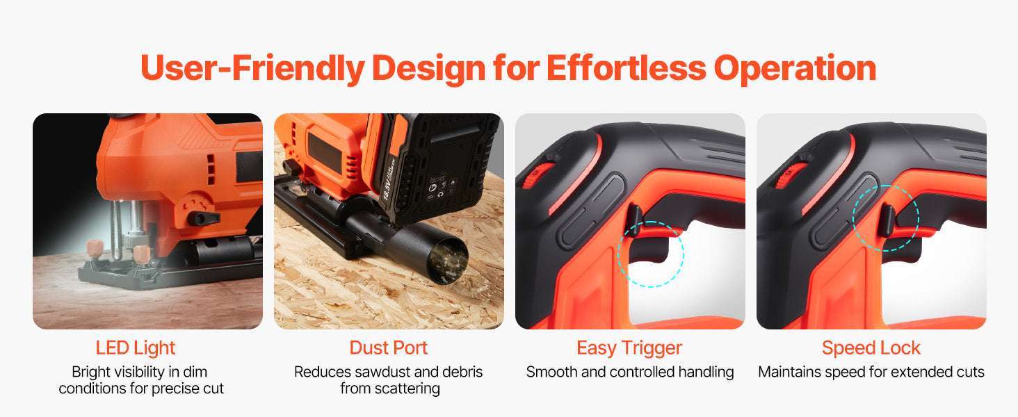 Variable Speed Jig Saw with LED Light & 0–45° Bevel Cutting - Image 11