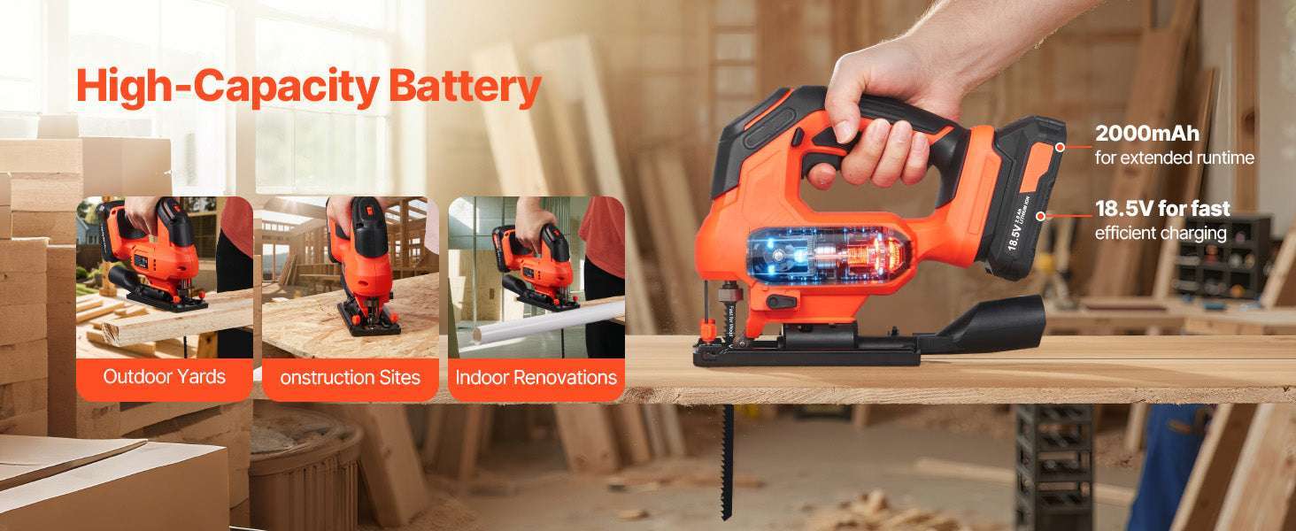Variable Speed Jig Saw with LED Light & 0–45° Bevel Cutting - Image 12