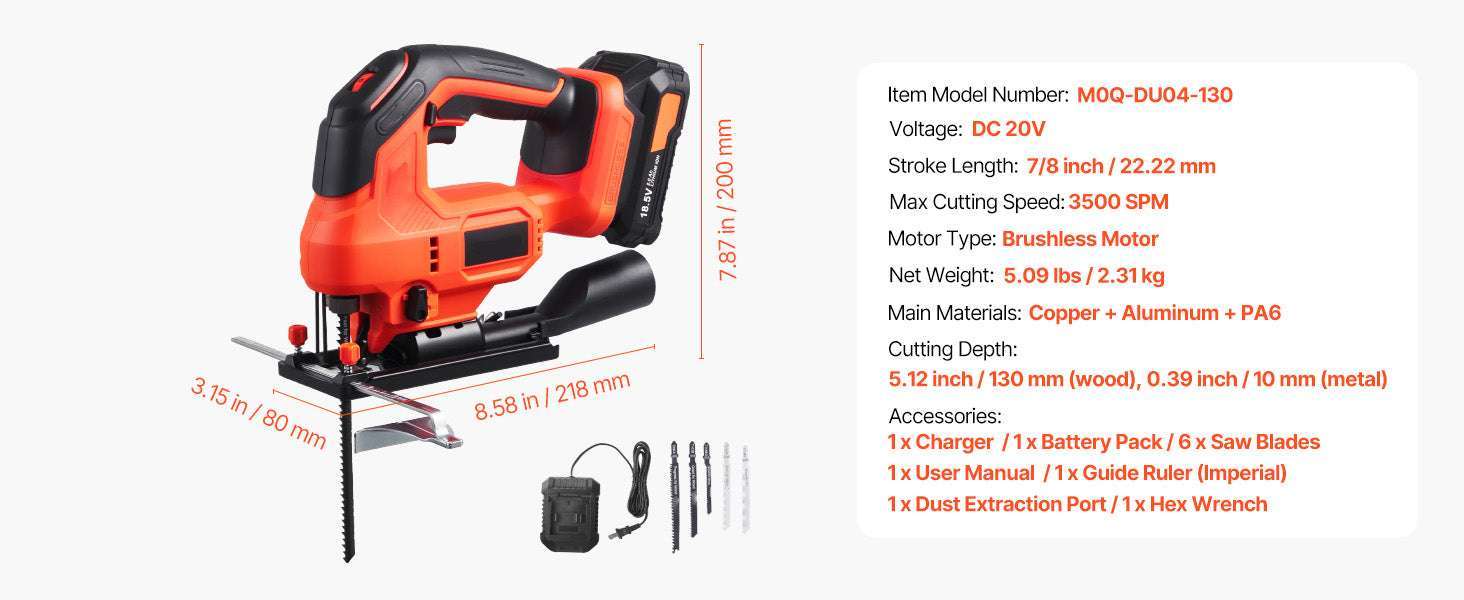 Variable Speed Jig Saw with LED Light & 0–45° Bevel Cutting - Image 14