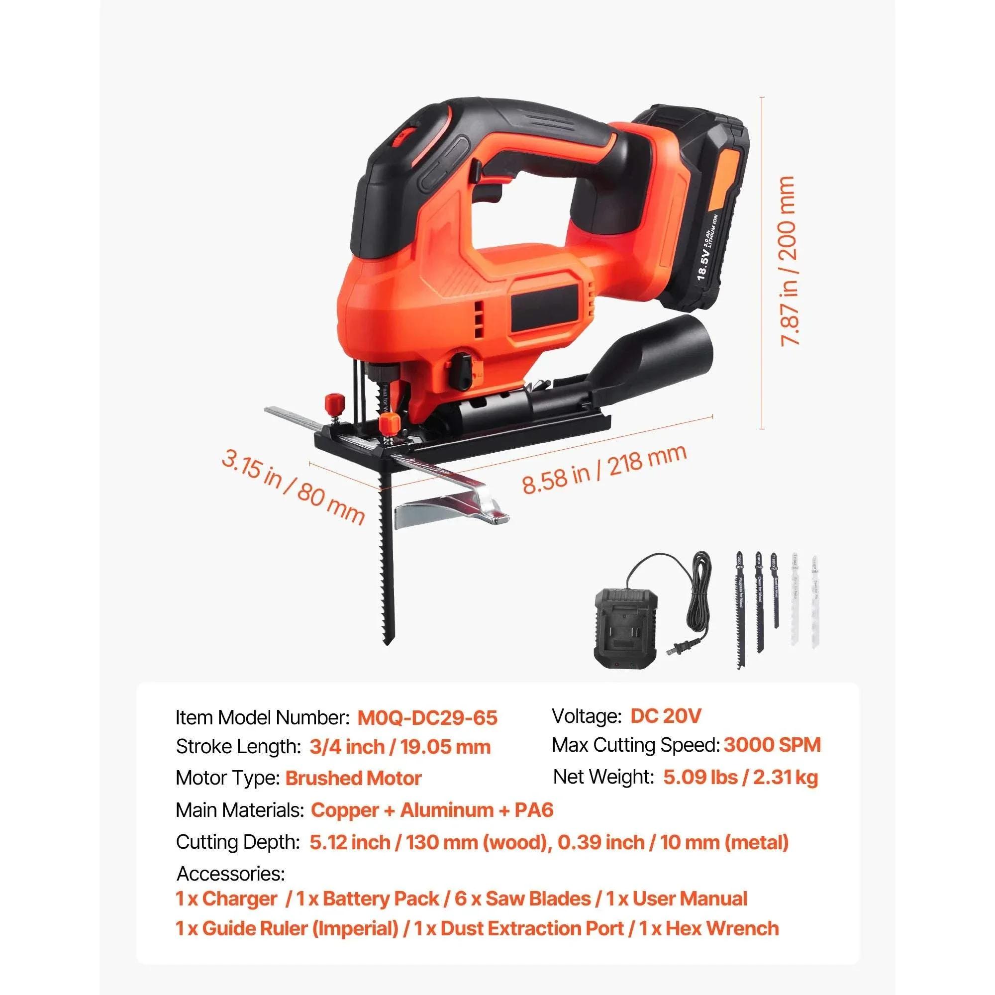 Variable Speed Jig Saw with LED Light & 0–45° Bevel Cutting - Image 18