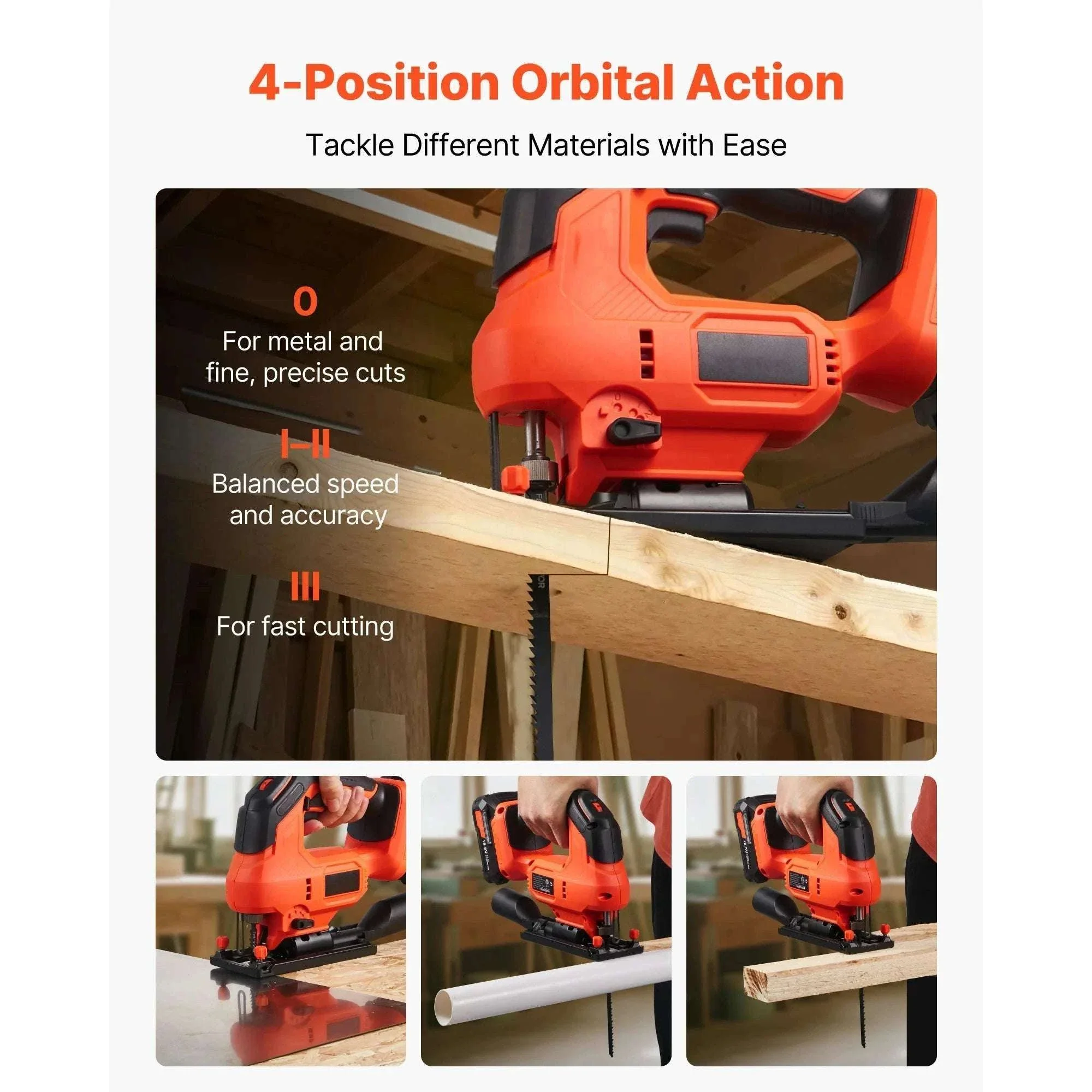 Variable Speed Jig Saw with LED Light & 0–45° Bevel Cutting - Image 4