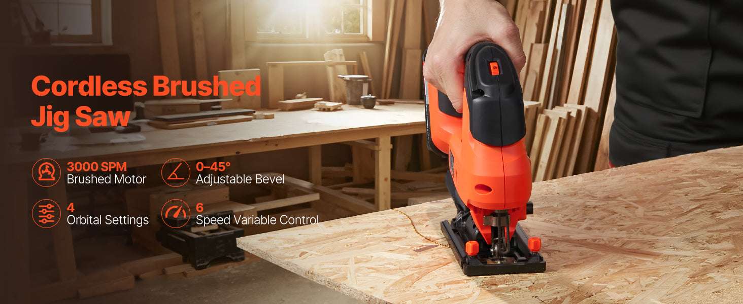 Variable Speed Jig Saw with LED Light & 0–45° Bevel Cutting - Image 8