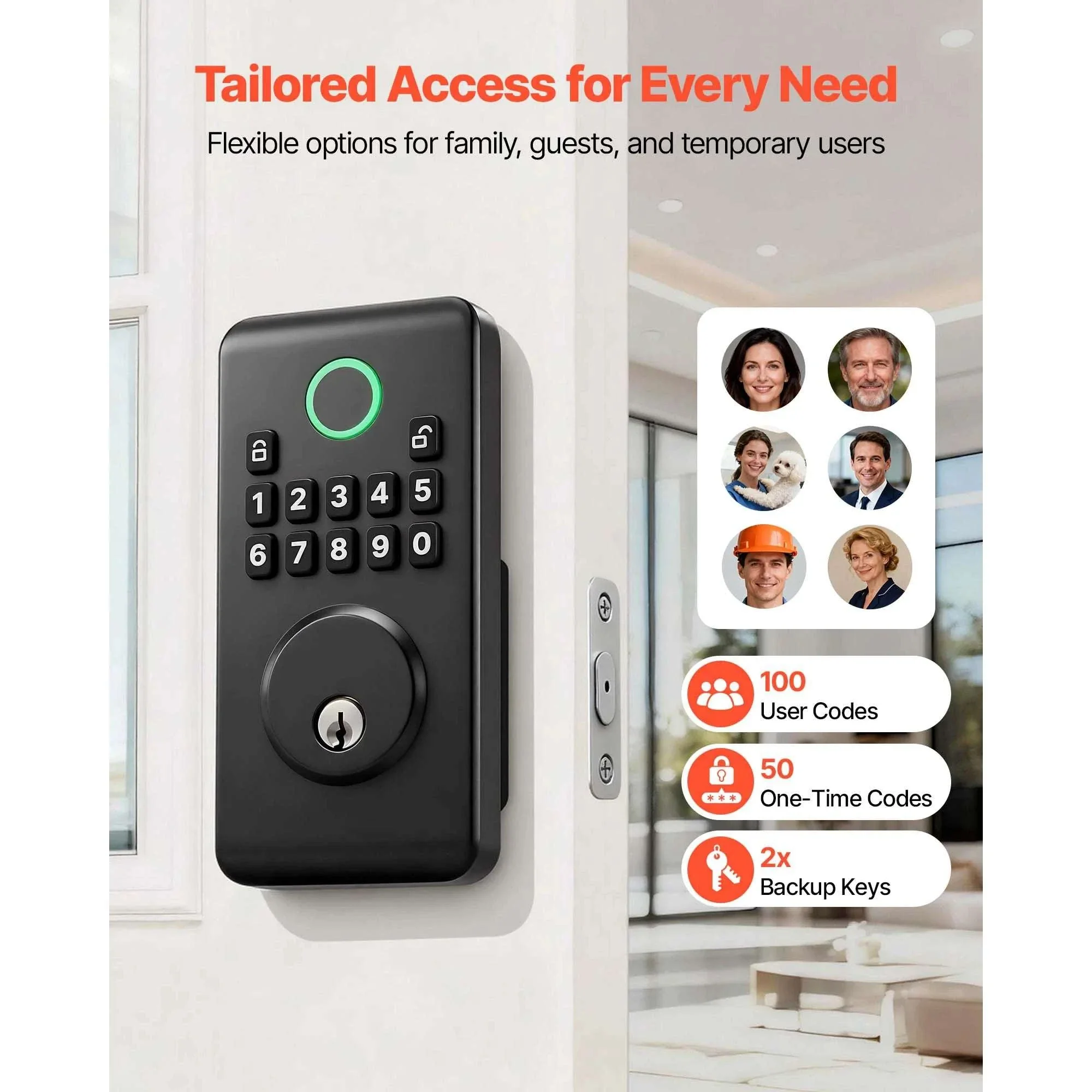 Keyless Entry Door Lock with Keypad, Auto-Lock & User Codes - Image 2
