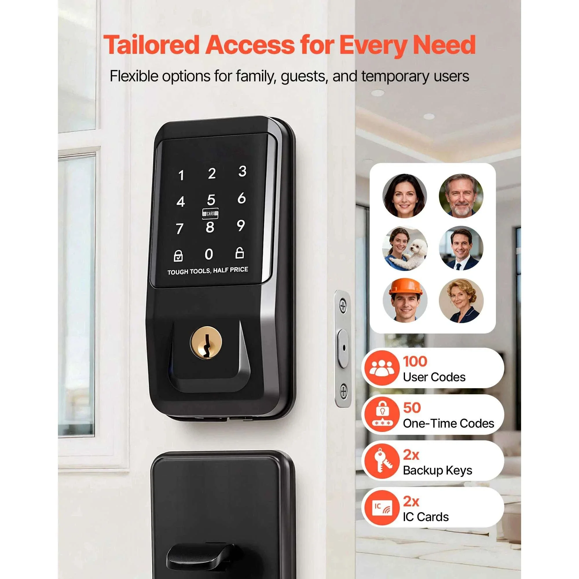 Keyless Entry Door Lock with Keypad, Auto-Lock & 100 User Codes - Image 2