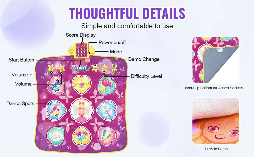 Kids Electronic Dance Mat with 9 Buttons, 3 Modes & 8 Levels - Image 11