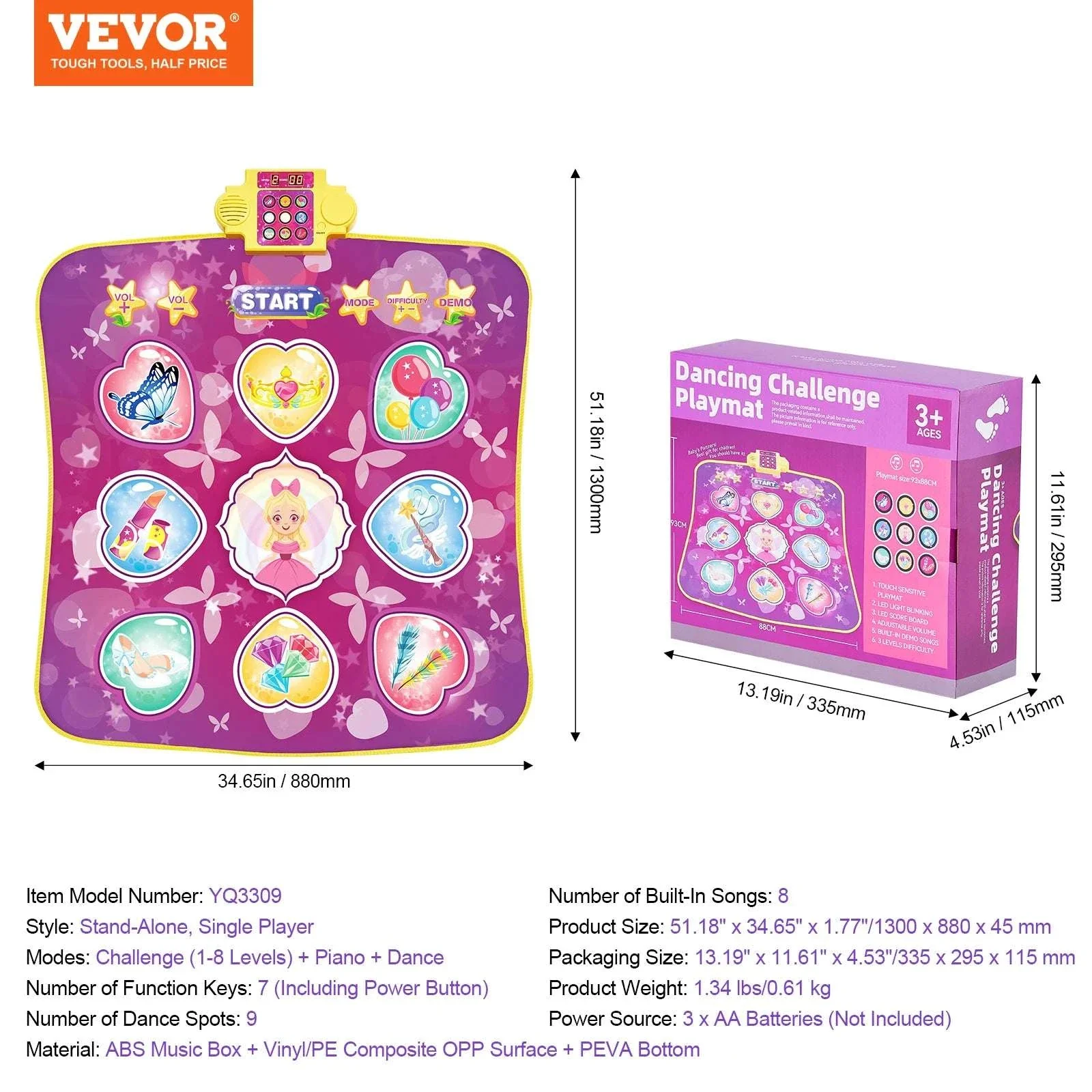 Kids Electronic Dance Mat with 9 Buttons, 3 Modes & 8 Levels - Image 14