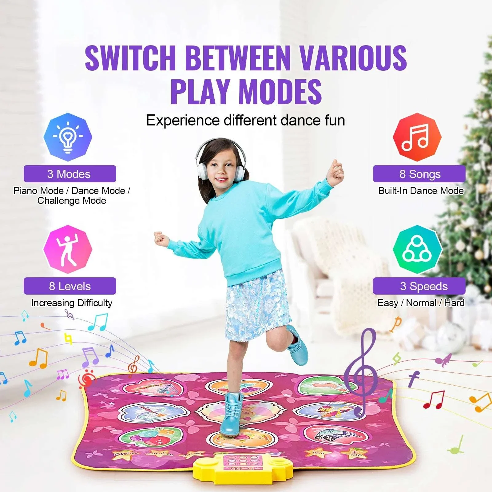 Kids Electronic Dance Mat with 9 Buttons, 3 Modes & 8 Levels - Image 2