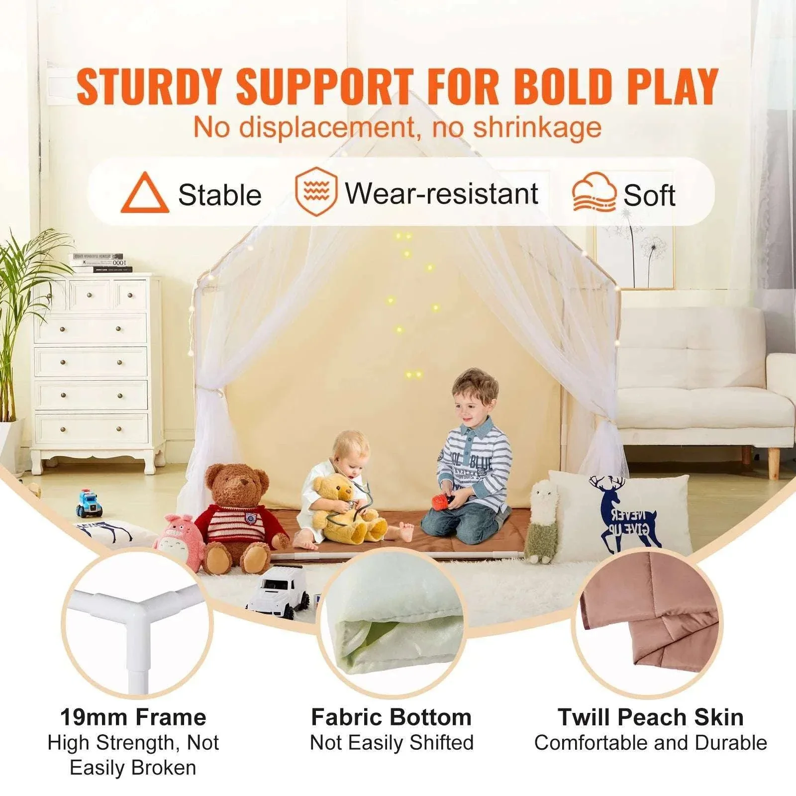 Kids Play Tent with Mat & Light – Indoor Outdoor Yurt for Ages 1–5 - Image 3