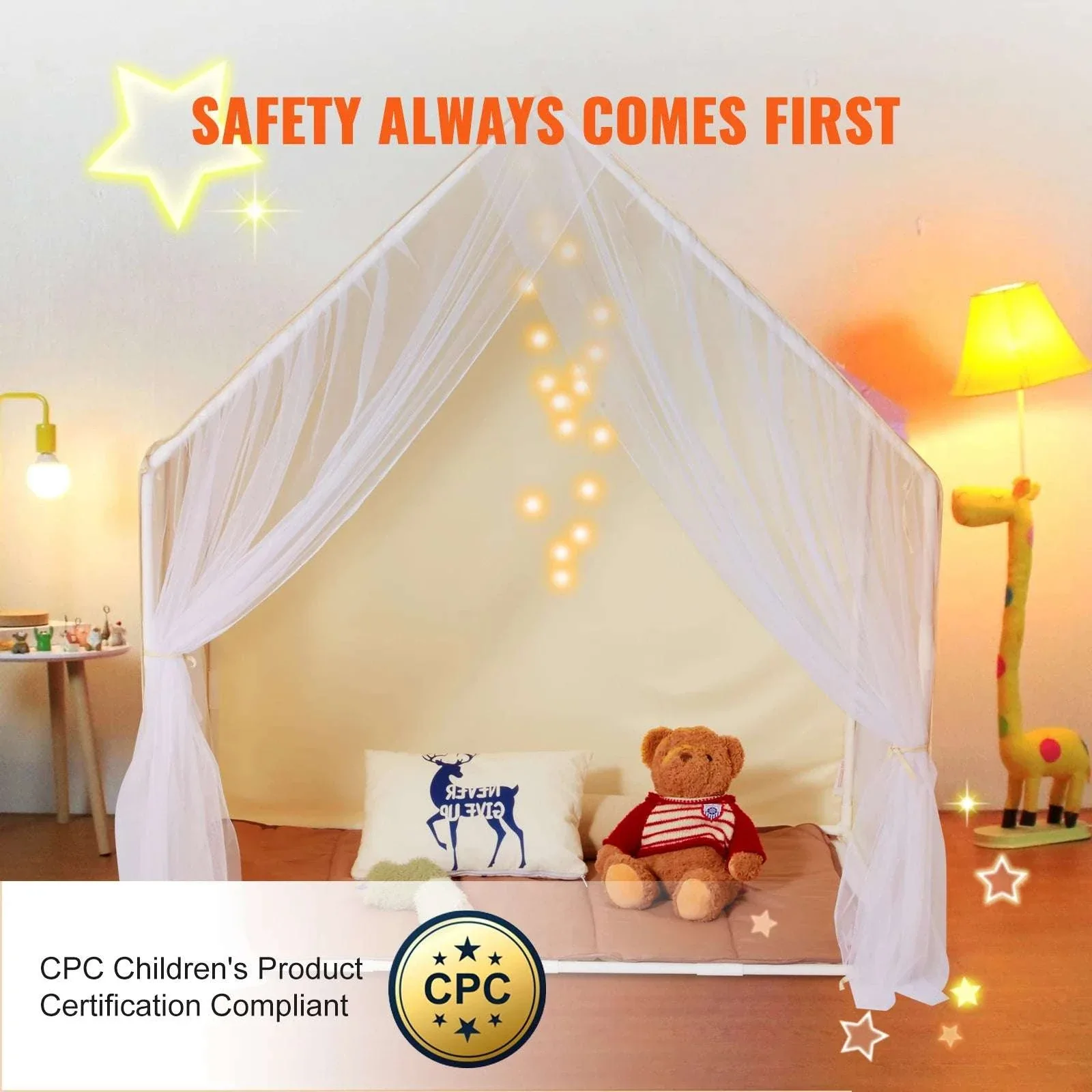 Kids Play Tent with Mat & Light – Indoor Outdoor Yurt for Ages 1–5 - Image 4