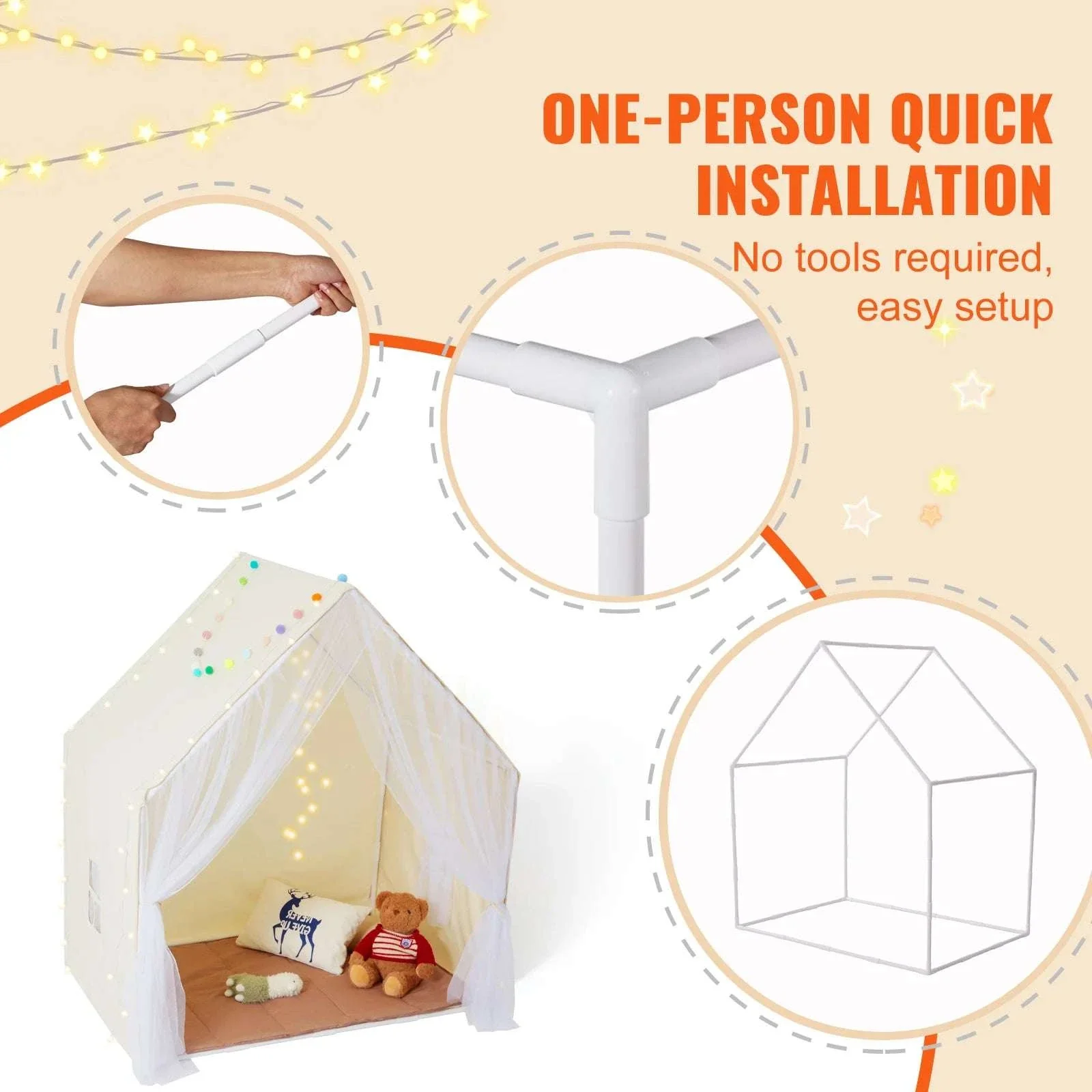 Kids Play Tent with Mat & Light – Indoor Outdoor Yurt for Ages 1–5 - Image 5
