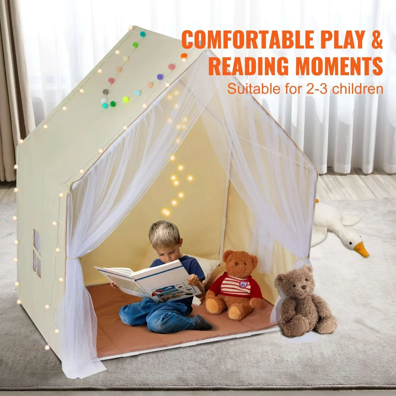 Kids Play Tent with Mat & Light – Indoor Outdoor Yurt for Ages 1–5 - Image 6