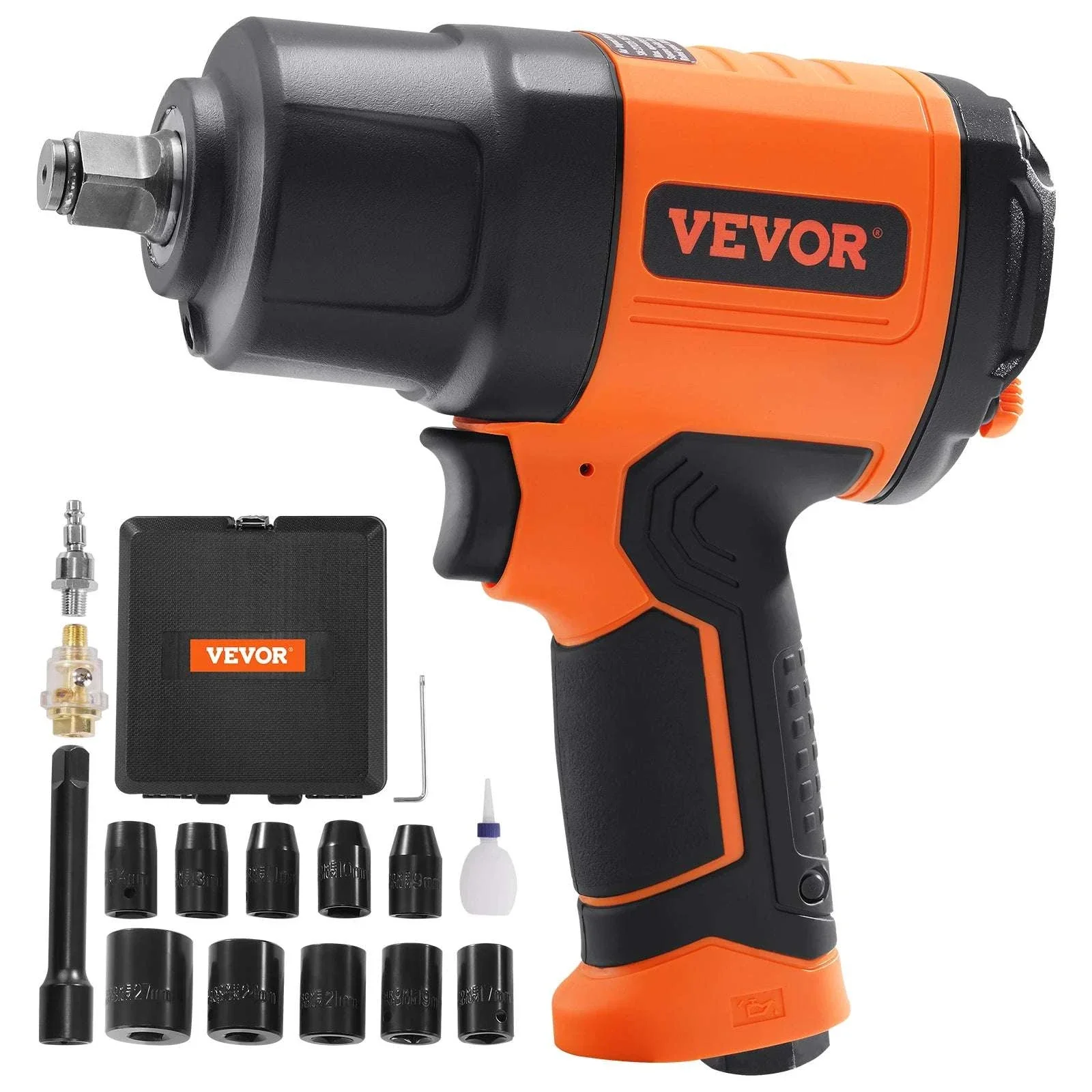 1/2" Air Impact Wrench 1200 ft-lb with Socket Set & Case
