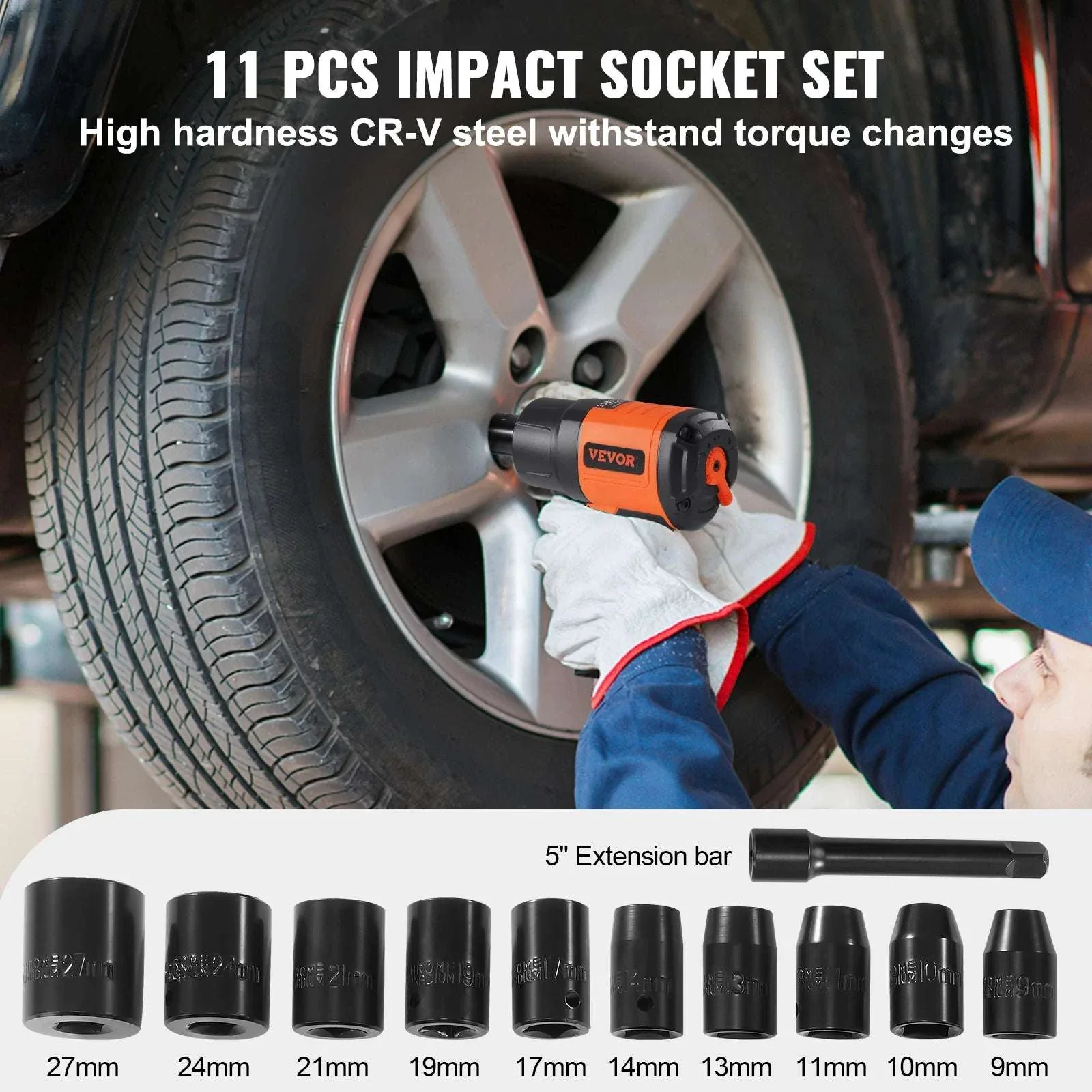 1/2" Air Impact Wrench 1200 ft-lb with Socket Set & Case - Image 6