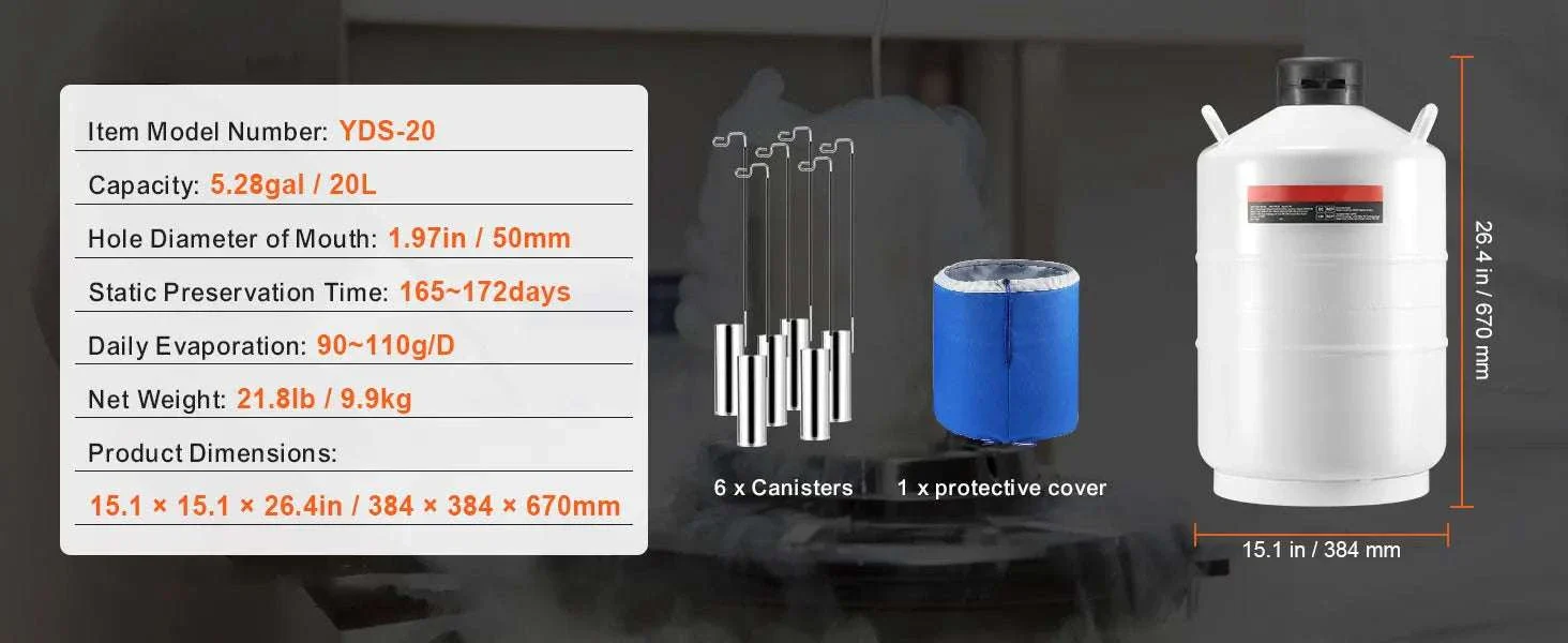 30L Liquid Nitrogen Tank Dewar with Long Storage Time & Canisters - Image 16