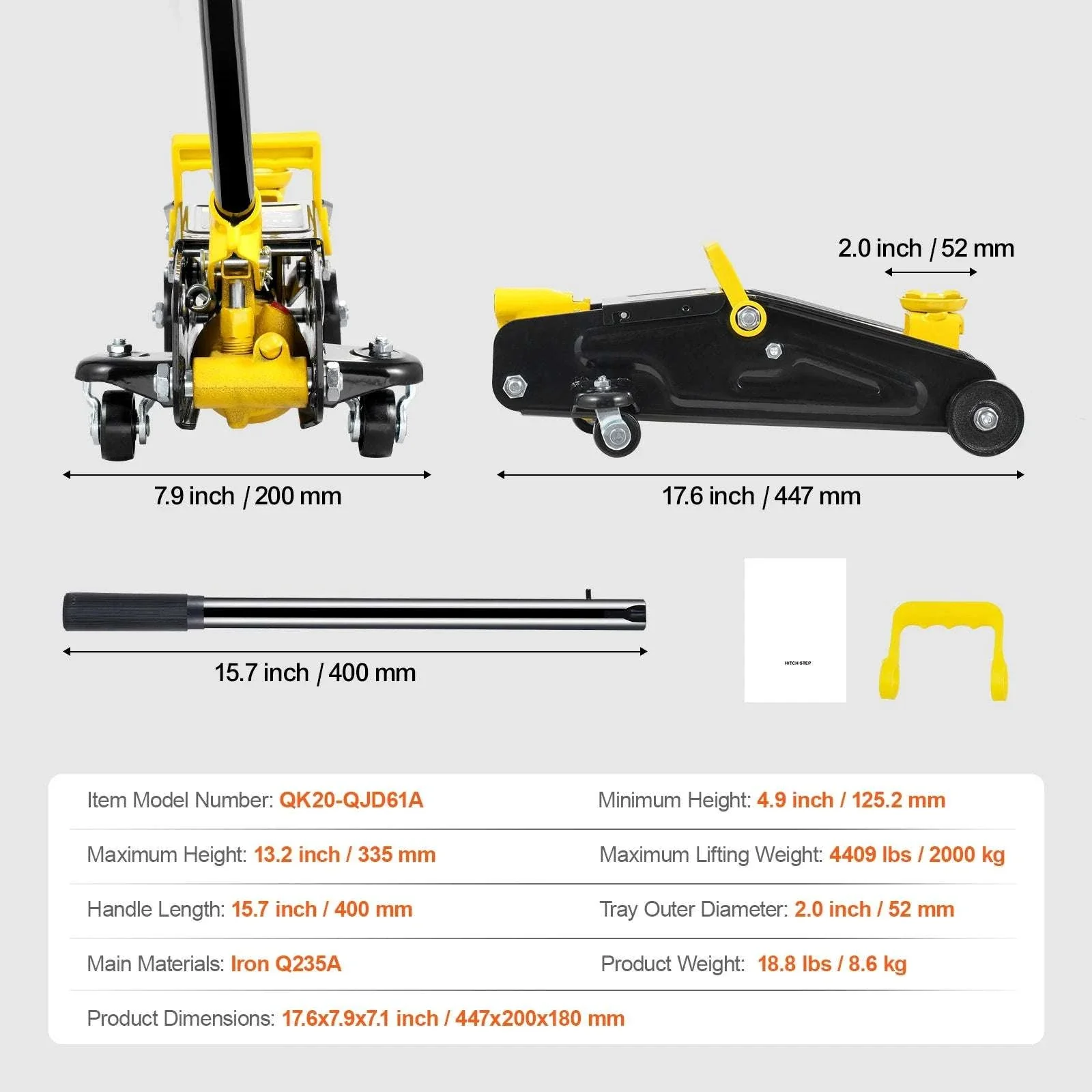 2 Ton Low Profile Hydraulic Floor Jack with Quick Lift Pump - Image 14