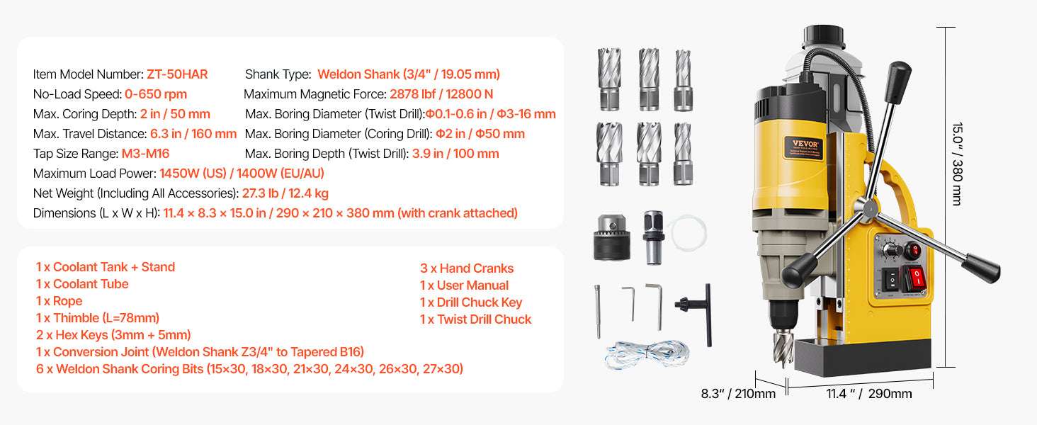 Magnetic Drill Press 1400W Core Drill 50mm Boring Capacity - Image 21
