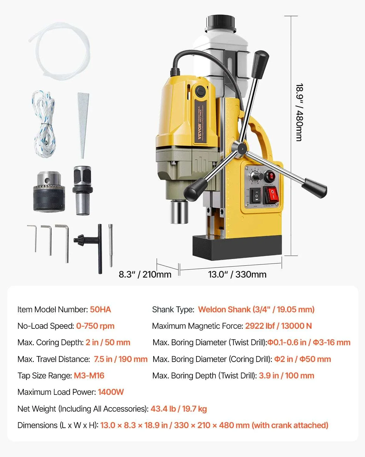 Magnetic Drill Press 1400W Core Drill 50mm Boring Capacity - Image 25
