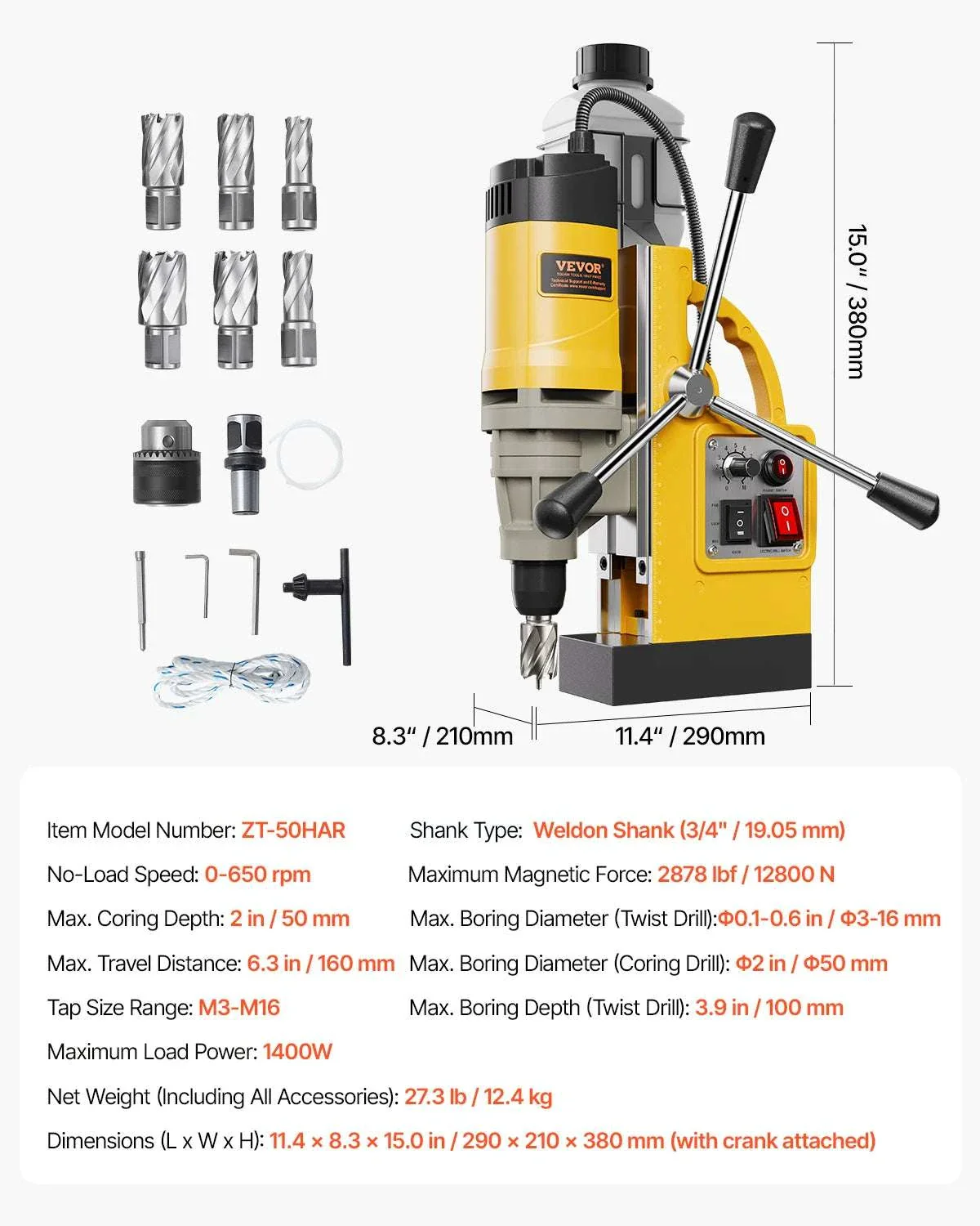 Magnetic Drill Press 1400W Core Drill 50mm Boring Capacity - Image 27