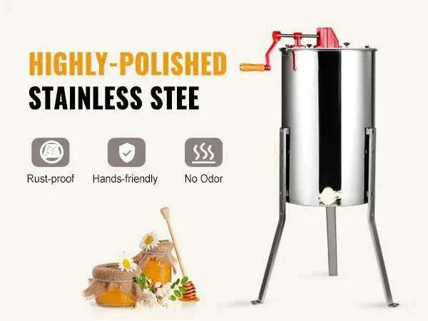 Manual 3-Frame Honey Extractor Stainless Steel Beekeeping Spinner - Image 10