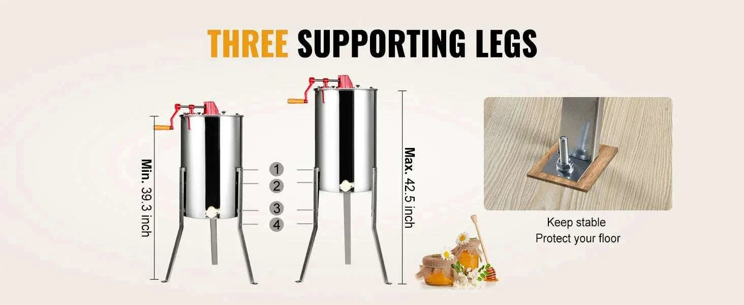 Manual 3-Frame Honey Extractor Stainless Steel Beekeeping Spinner - Image 11