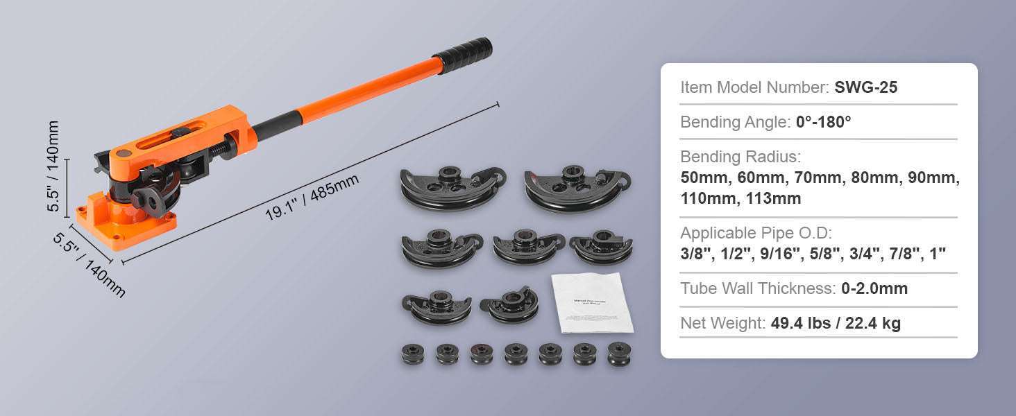 Manual Pipe Bender Tool with 7 Dies for 3/8"–1" Metal Tubing - Image 13