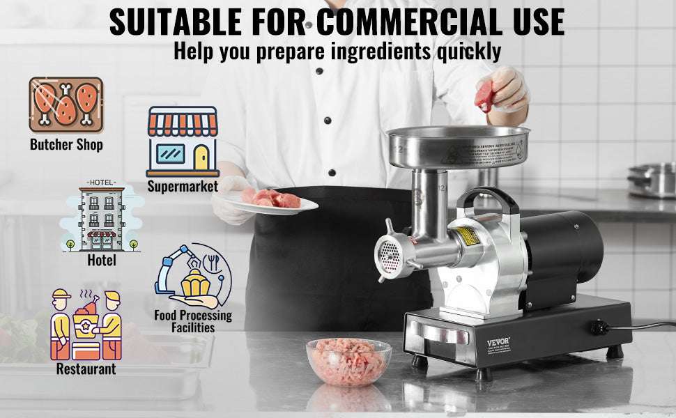 Electric Commercial Meat Grinder 550W Stainless Steel Sausage Maker - Image 12