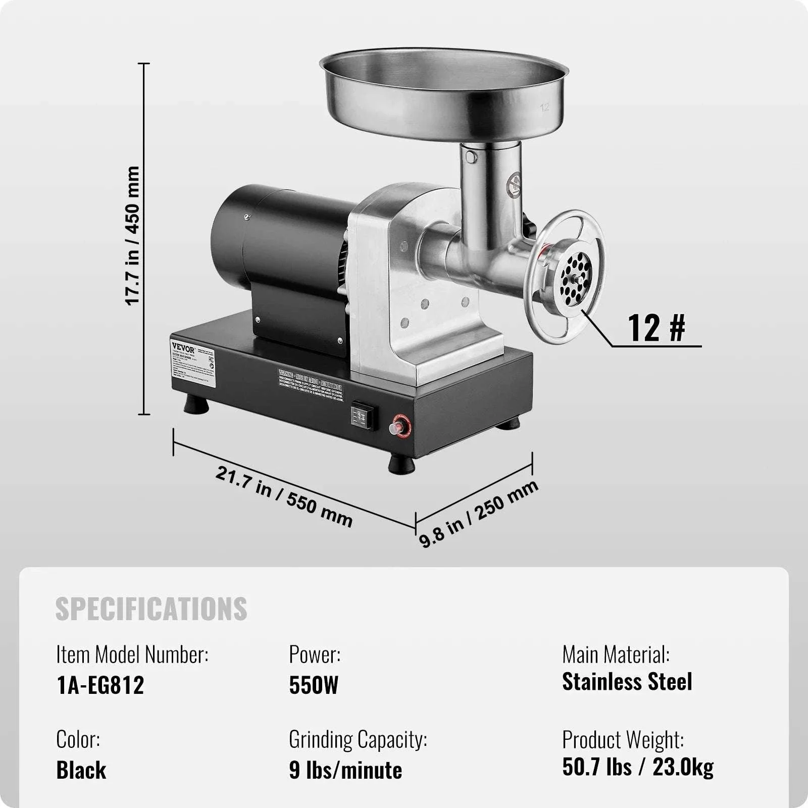 Electric Commercial Meat Grinder 550W Stainless Steel Sausage Maker - Image 16