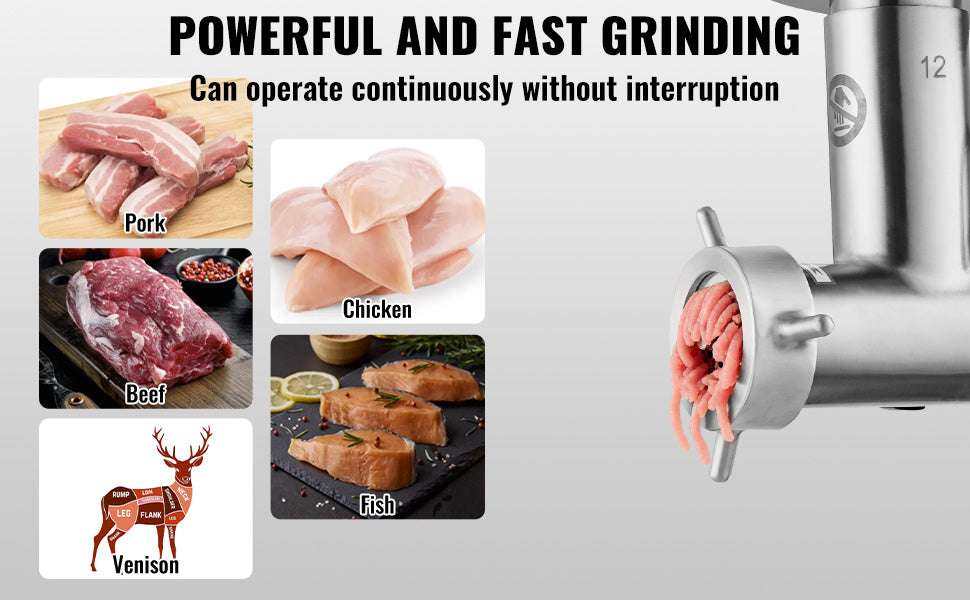 Electric Commercial Meat Grinder 550W Stainless Steel Sausage Maker - Image 9