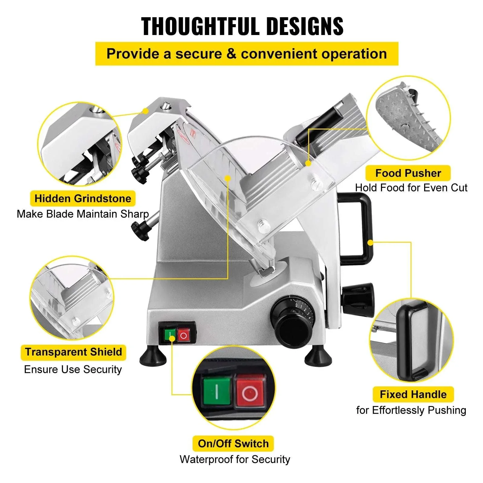 Electric Meat Slicer with Adjustable Thickness 8" Carbon Steel Blade - Image 4