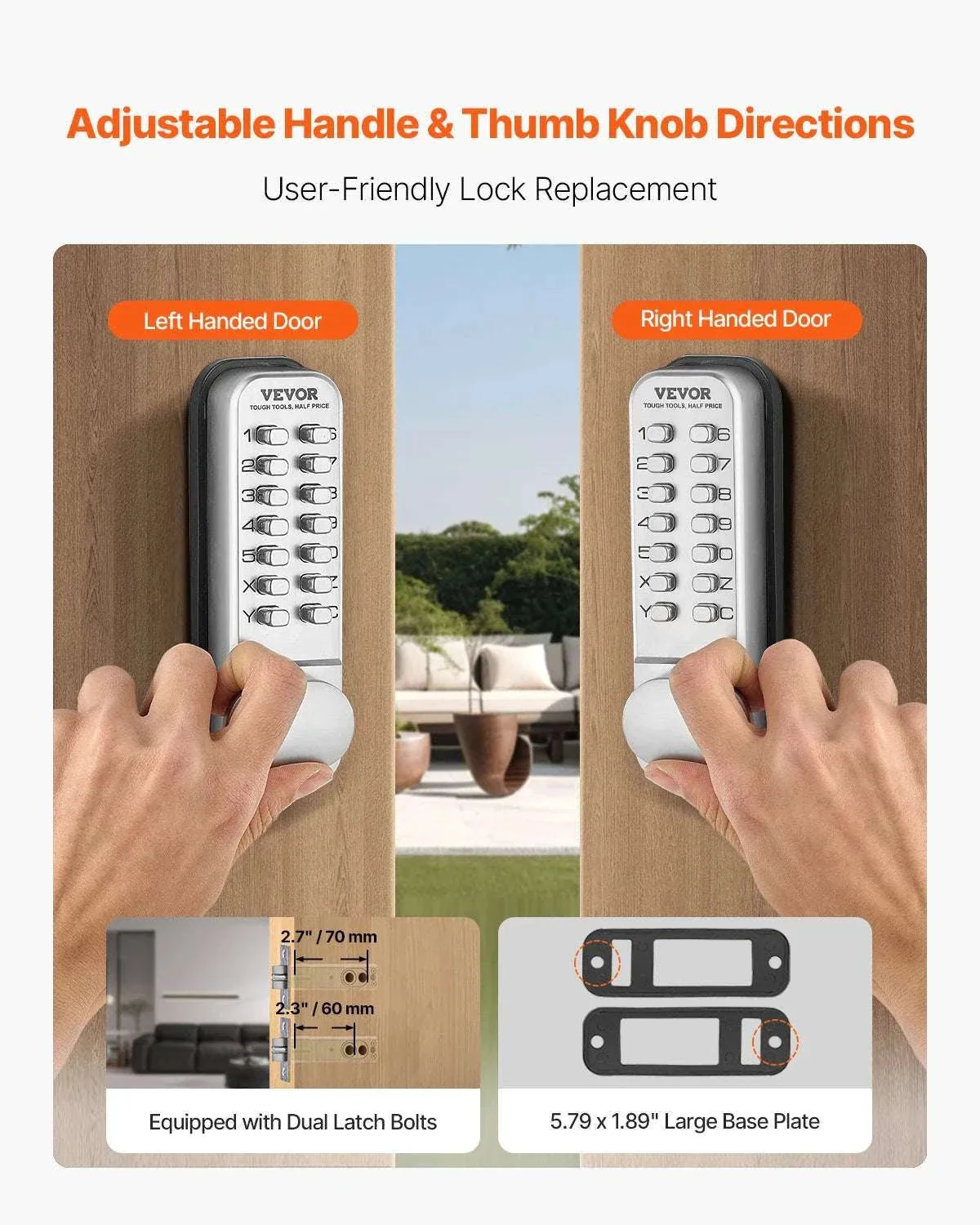 Mechanical Keyless Entry Door Lock with Auto Lock & Keypad - Image 4