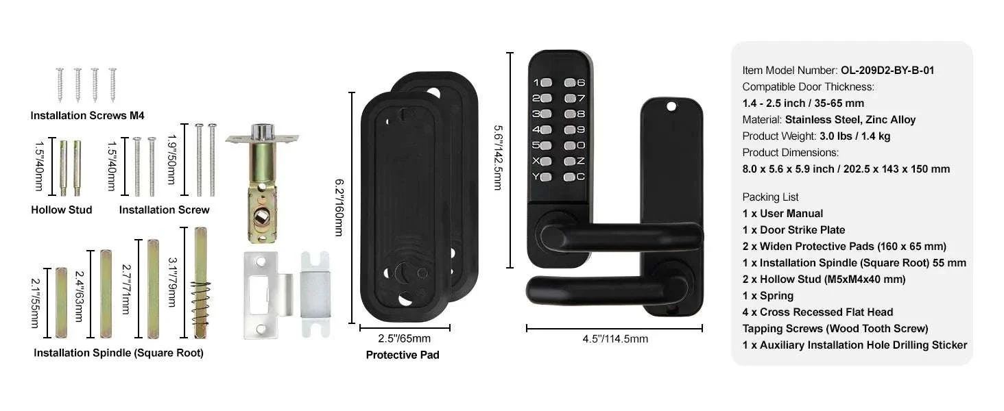 Mechanical Keyless Entry Door Lock with 14-Digit Keypad - Image 15