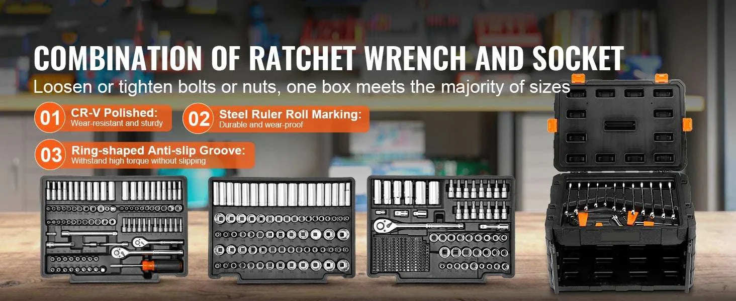 450-Piece Mechanics Tool Set SAE & Metric Socket Kit - Image 8