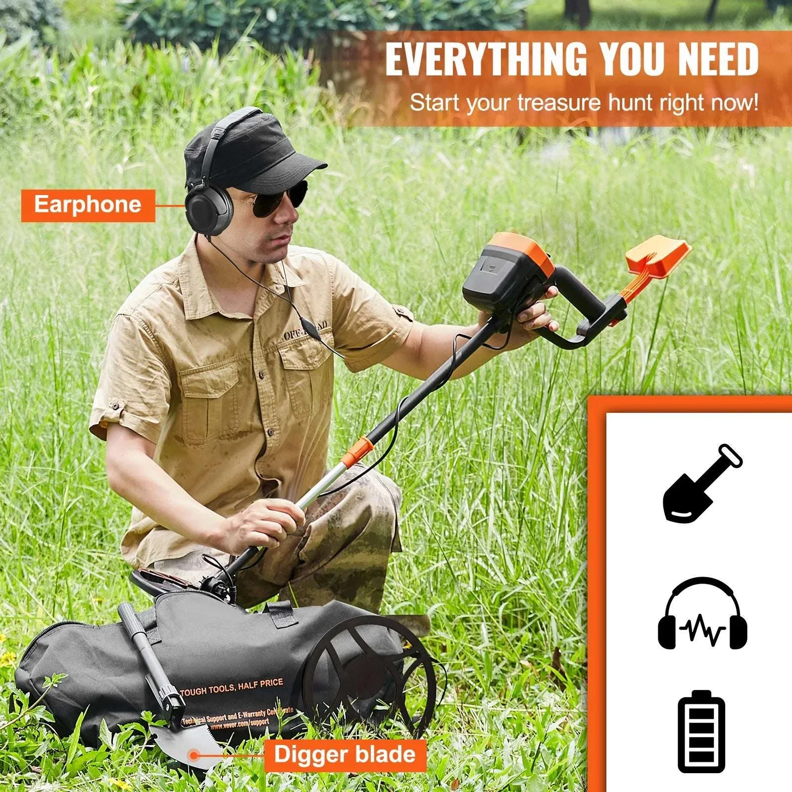 8-Inch Waterproof Metal Detector with Adjustable Shaft for Adults - Image 6