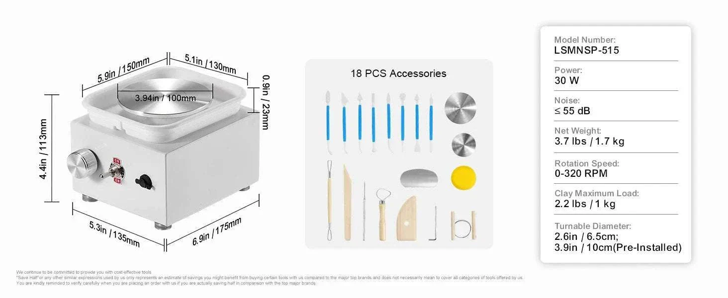 Mini Pottery Wheel Kit with Adjustable Speed & Tool Set - Image 15