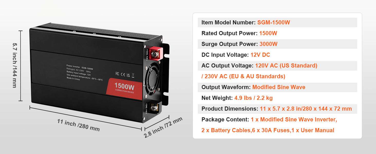 1500W–5000W Modified Sine Wave Power Inverter for Home & Travel - Image 19