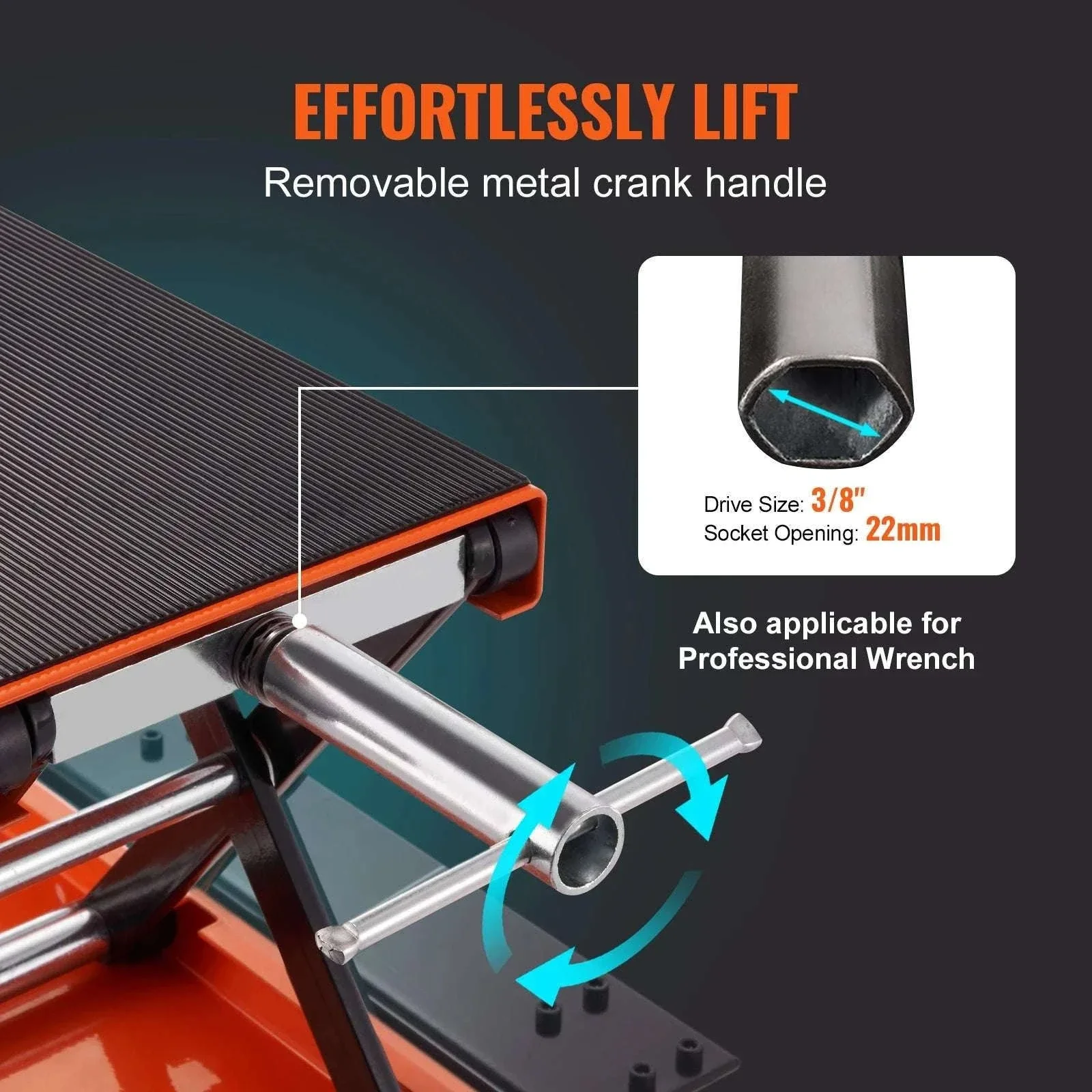 Motorcycle Lift Jack 1100 lbs Scissor Lift with Dolly & Crank - Image 5
