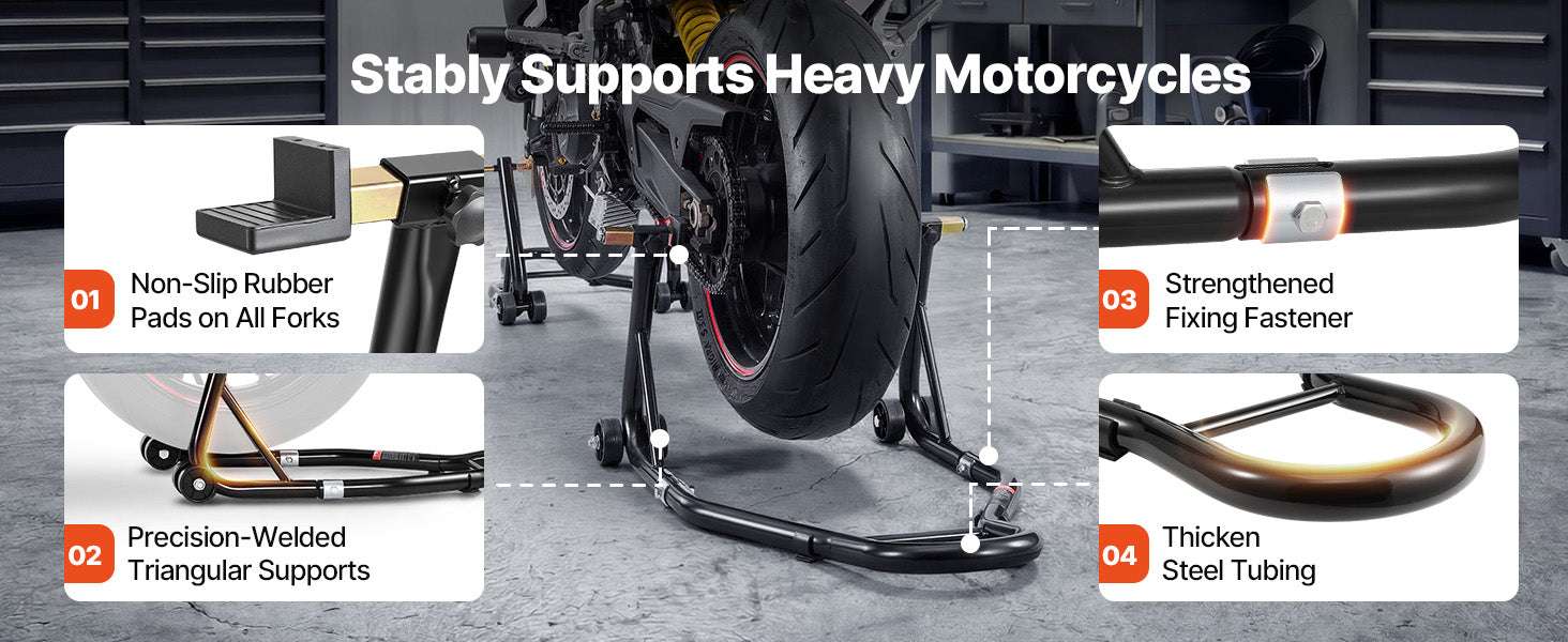 Motorcycle Front & Rear Stand Lift 850lb Heavy Duty Combo - Image 12