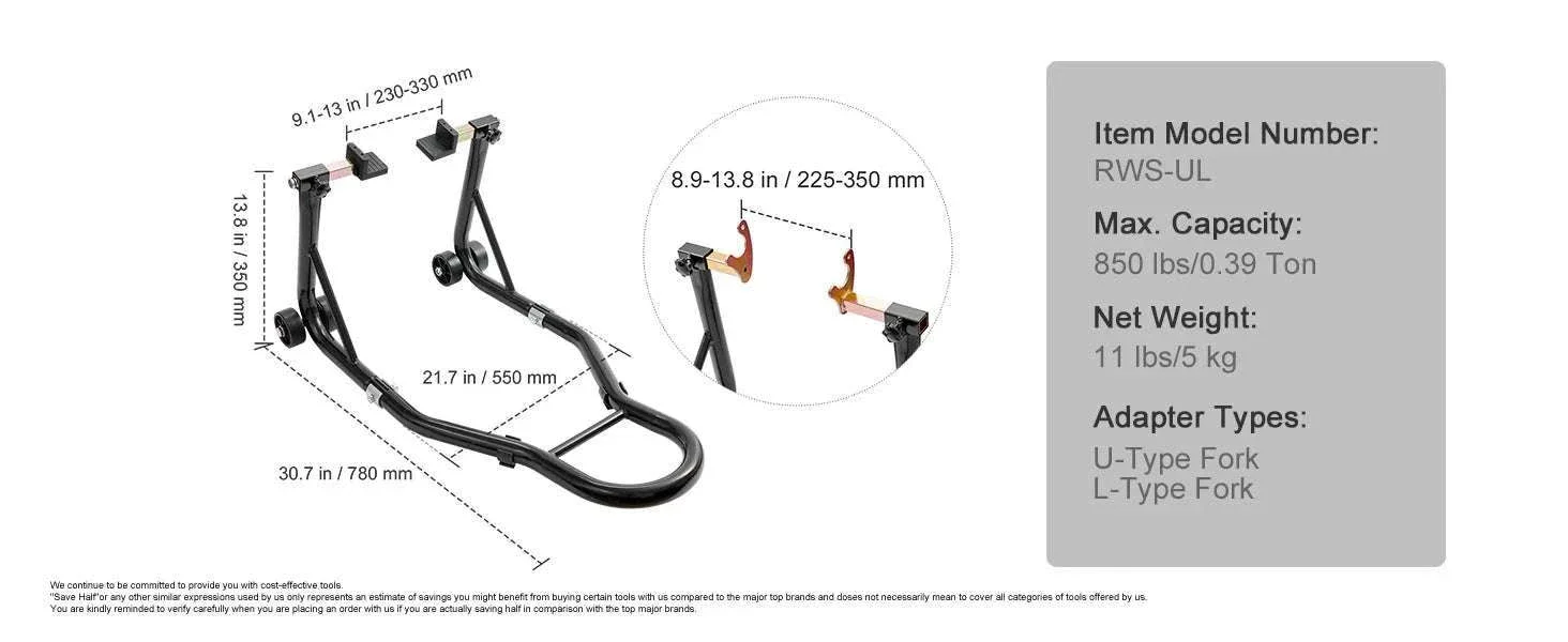 Motorcycle Front & Rear Stand Lift 850lb Heavy Duty Combo - Image 14