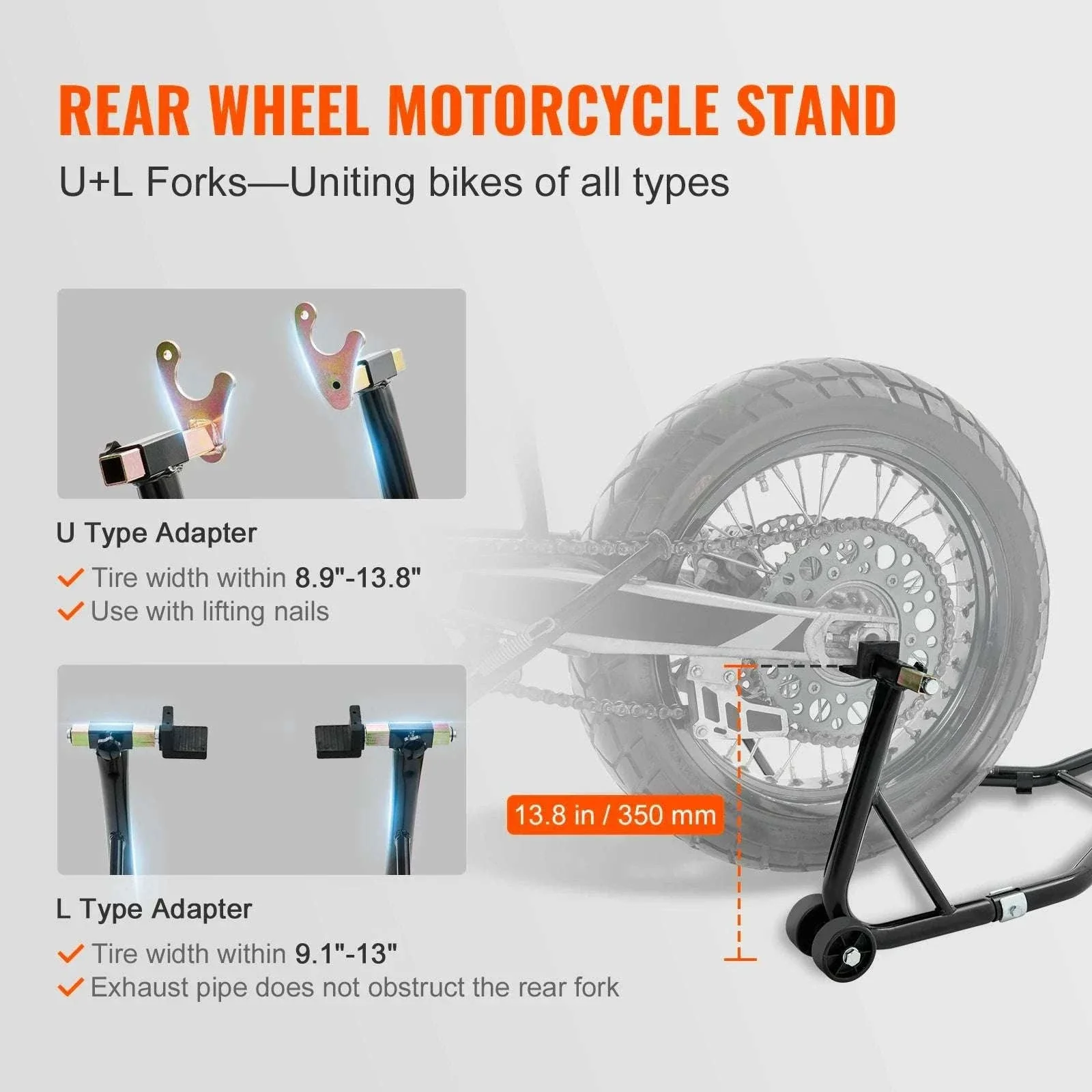 Motorcycle Front & Rear Stand Lift 850lb Heavy Duty Combo - Image 3