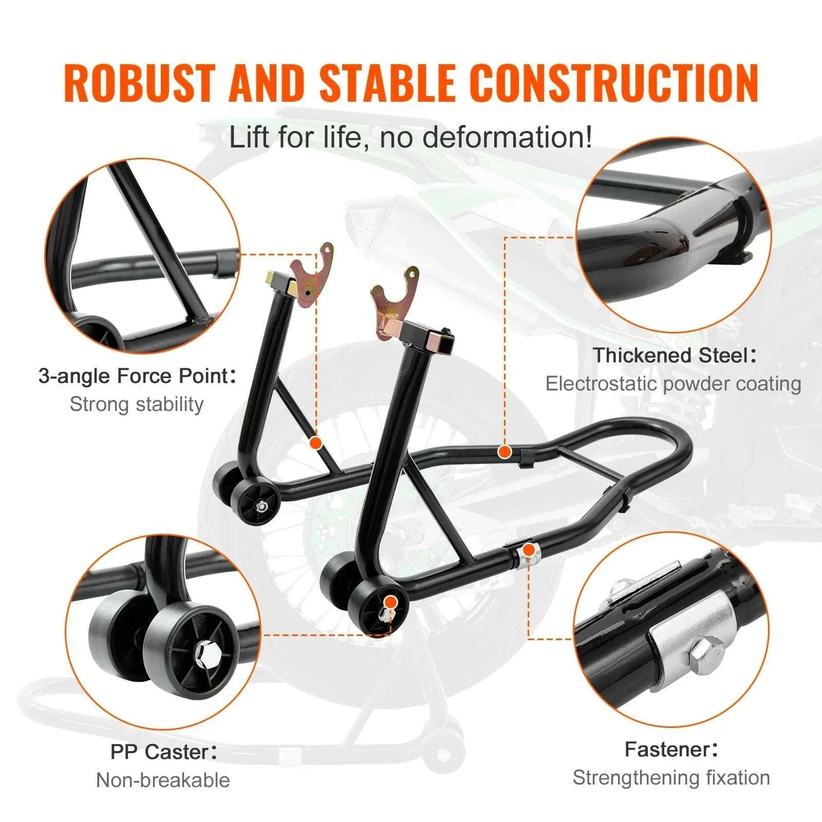 Motorcycle Front & Rear Stand Lift 850lb Heavy Duty Combo - Image 6
