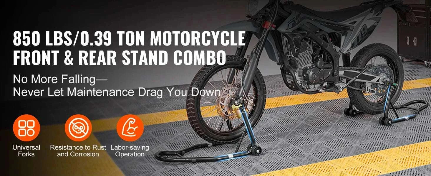 Motorcycle Front & Rear Stand Lift 850lb Heavy Duty Combo - Image 8