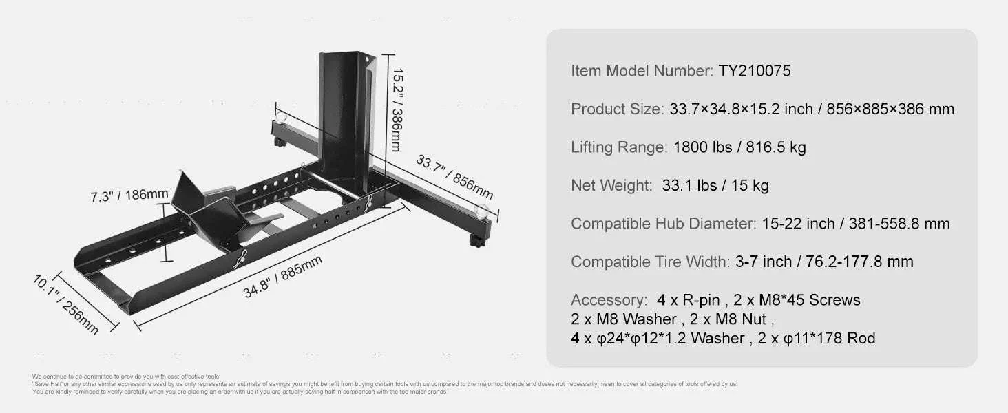Heavy-Duty Motorcycle Wheel Chock Stand 1800lbs Adjustable Fit - Image 13
