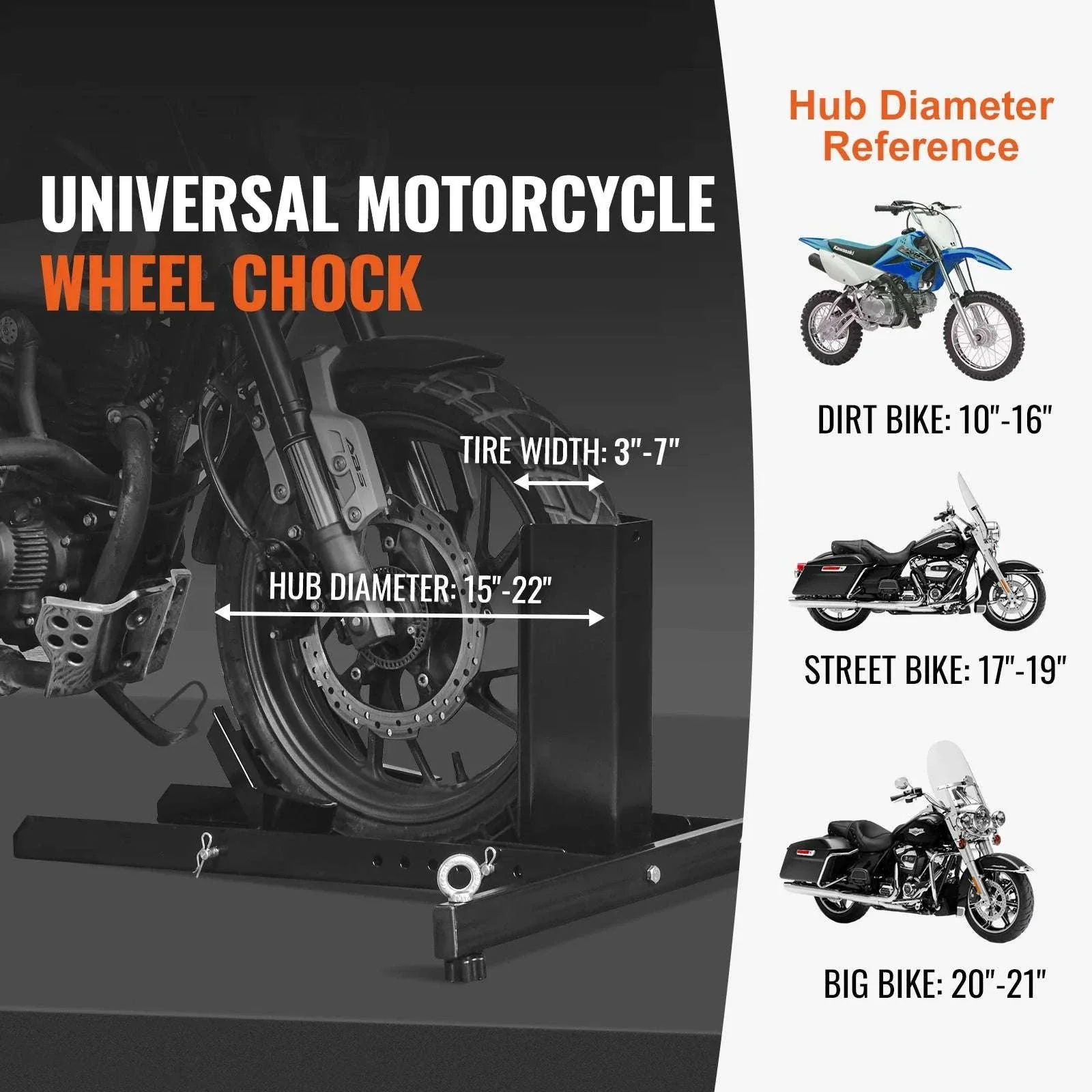 Heavy-Duty Motorcycle Wheel Chock Stand 1800lbs Adjustable Fit - Image 2